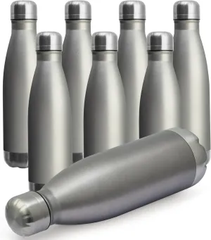 MEWAY 17oz Sport Water Bottle 8 Pack Vacuum Insulated Stainless Steel Sport Bottle Leak-Proof Double Wall Cola Shape, Keep Drinks Hot & Cold (Cold Gray, 8 Pack)