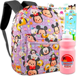 Mickey & Minnie Mouse Backpack Set - 16” Bag with Daisy & Donald Duck, Goofy, Pluto, Stickers | Disney School Supplies