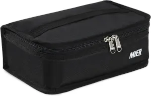 MIER Freezable Lunch Bag Frozen Mini Cooler Small Portable Insulated Lunch Box Freezer Snack Bags for Kids Adult Travel Work School, Black