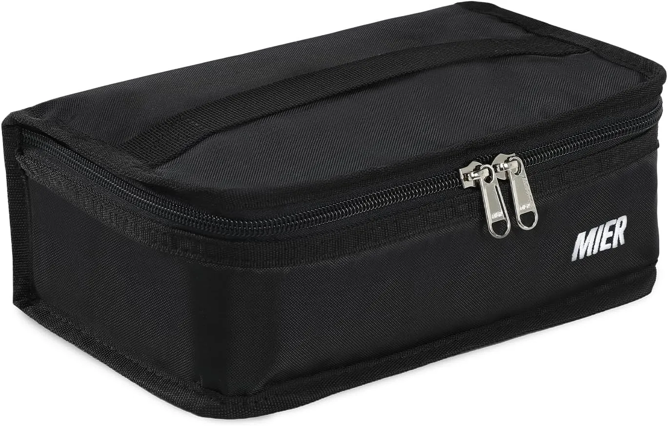 MIER Freezable Lunch Bag Frozen Mini Cooler Small Portable Insulated Lunch Box Freezer Snack Bags for Kids Adult Travel Work School, Black