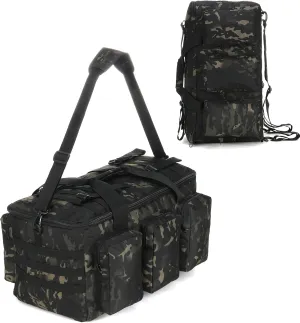 Military Duffel Bag for Men Travel Sports Gym Bag Backpack 50L Large Capacity Multi-Functional Assault Pack (Black CP)