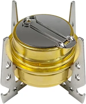 Mini Alcohol Stove, Brass Camping Stove Lightweight Pocket Stove with Stainless Steel Bracket for Hiking Camping Fishing Backpacking