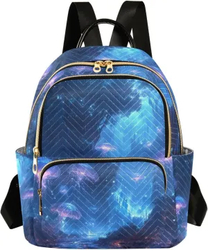 Mini Backpack for Women Illuminated Jellyfish Mini Backpack Purse Lightweight Small Daypack, 8.5L