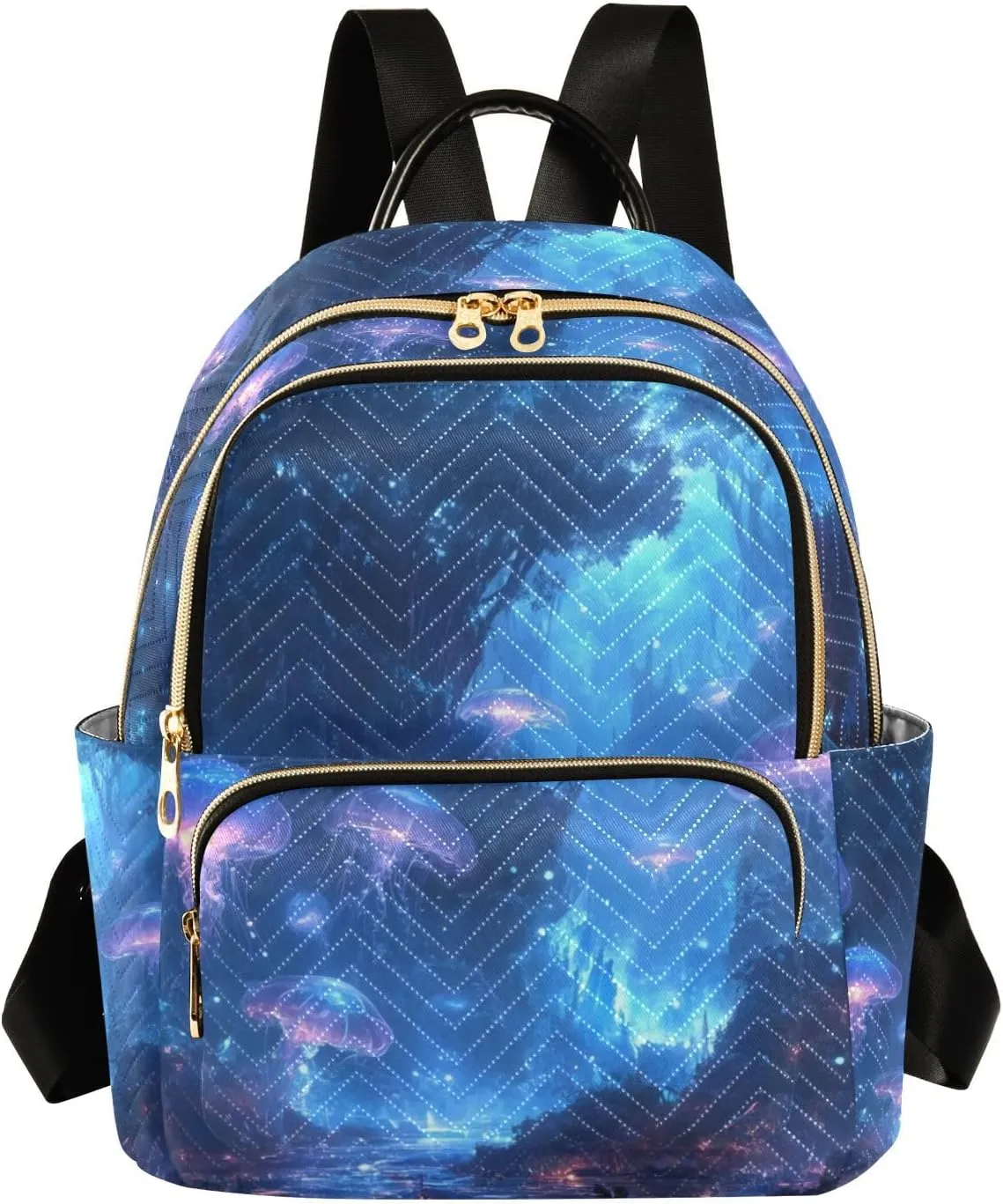 Mini Backpack for Women Illuminated Jellyfish Mini Backpack Purse Lightweight Small Daypack, 8.5L