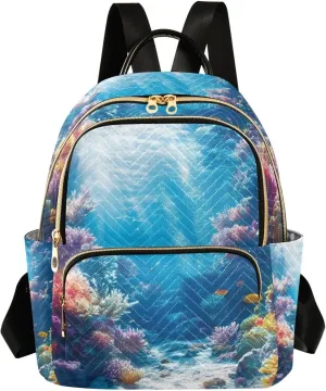 Mini Backpack for Women Seafloor View Mini Backpack Purse Lightweight Small Daypack, 8.5L