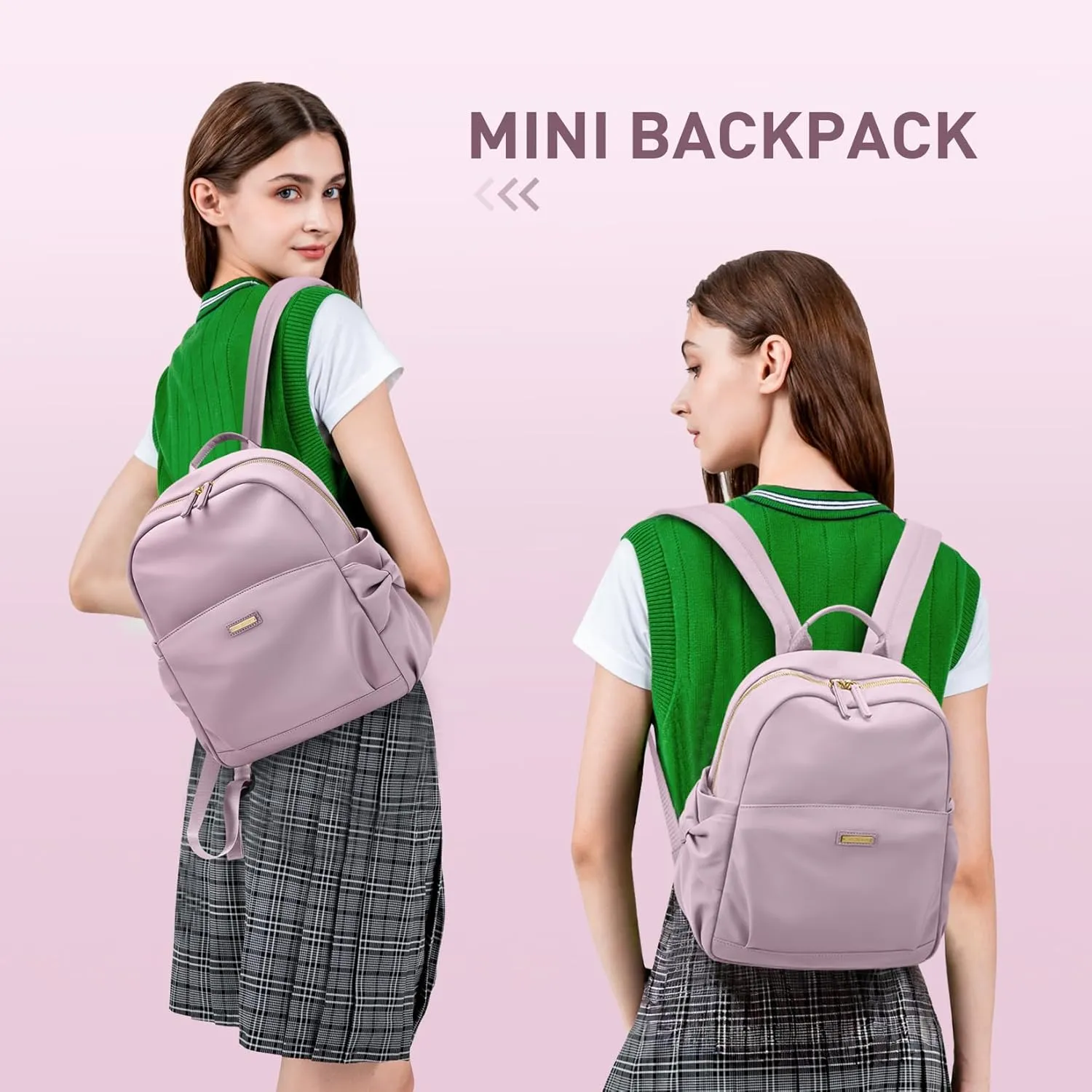 Mini Backpack for Women Small Backpack Purse Cute Stylish Lightweight Daypack for College Work Travel Party,12.9Inch, Pinkish Purple