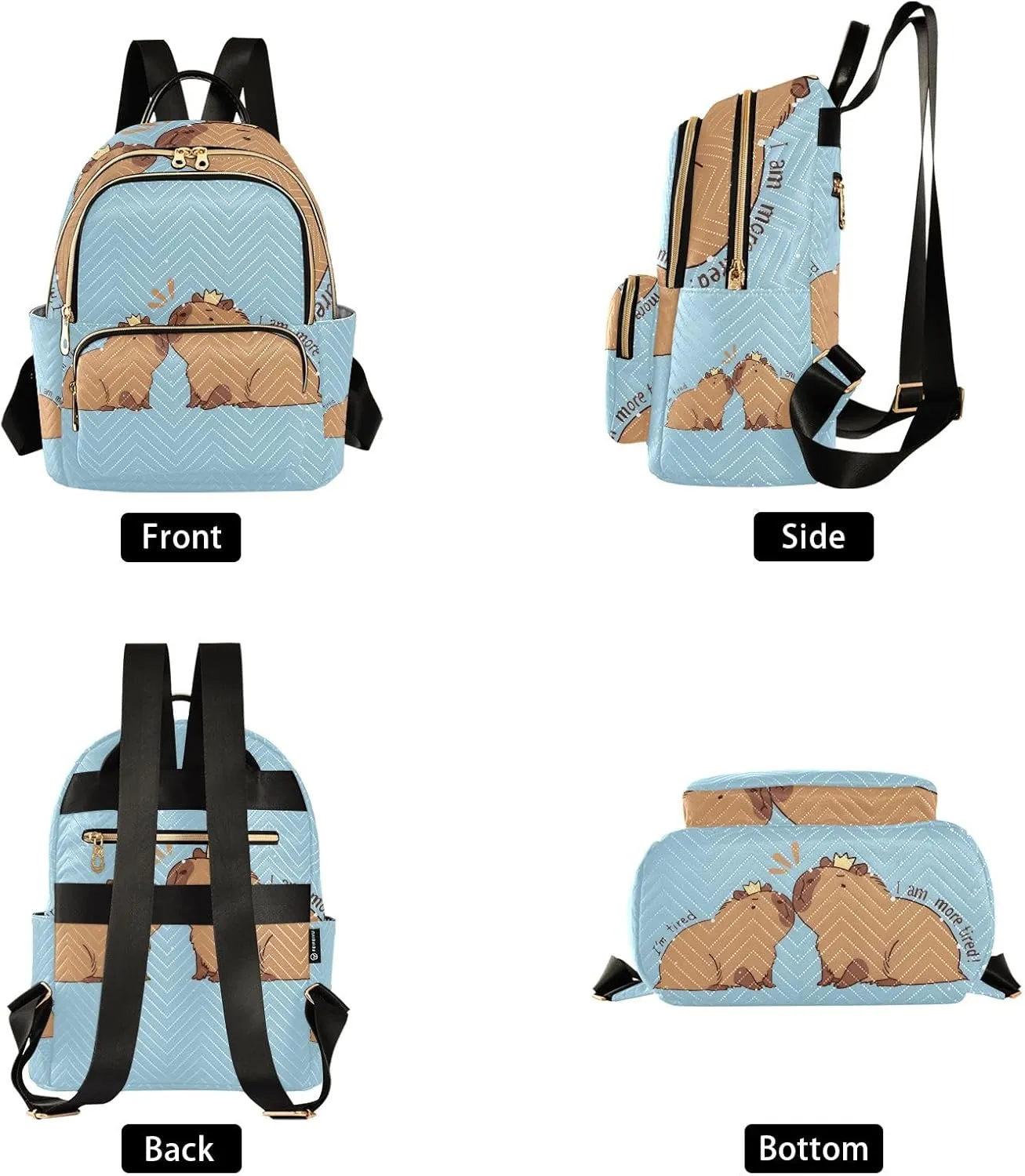 Mini Backpack Purse for Women, Capybara I'm So Tired Travel Bag Casual Daypack Shoulder Bag