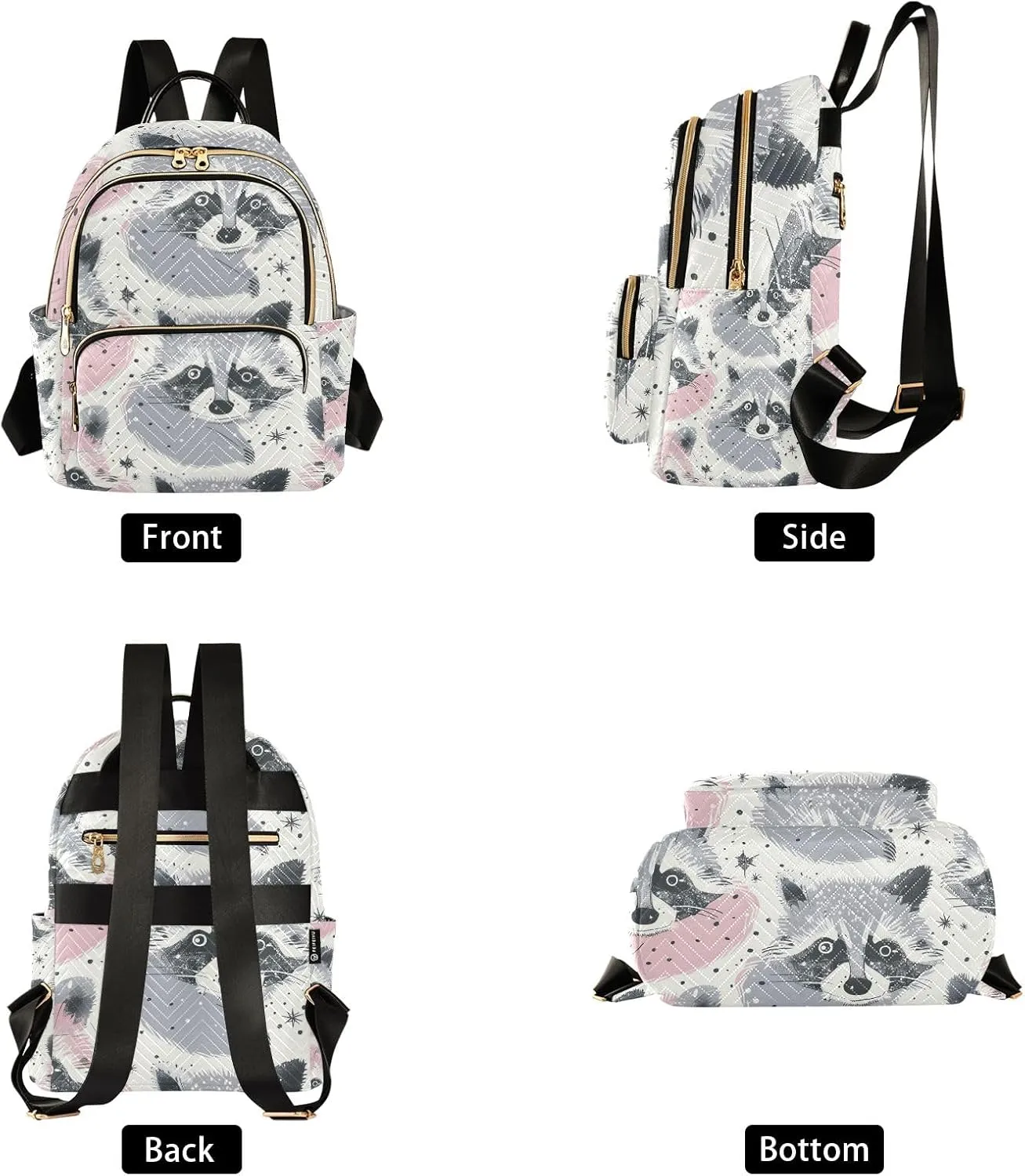 Mini Backpack Purse for Women, Raccoon Diagram Travel Bag Casual Daypack Shoulder Bag
