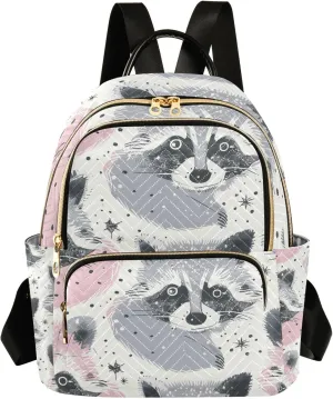 Mini Backpack Purse for Women, Raccoon Diagram Travel Bag Casual Daypack Shoulder Bag
