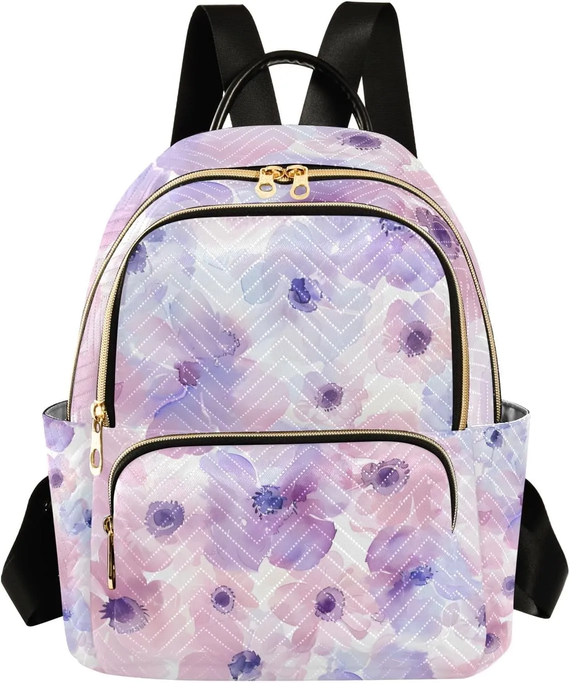 Mini Backpack Purse for Women, Sweet Flower Watercolor Travel Bag Casual Daypack Shoulder Bag