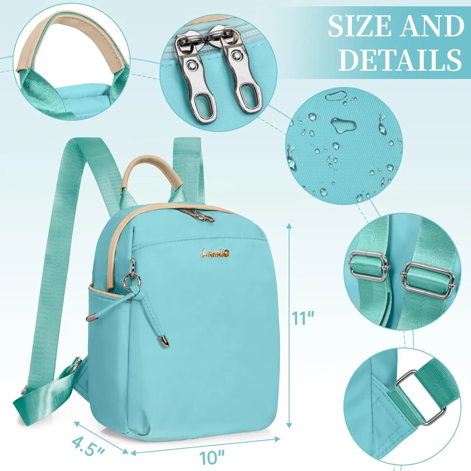 Mini Backpack, Small Lightweight Travel Backpack Purse, Waterproof Daily Backpack Purses, Blue