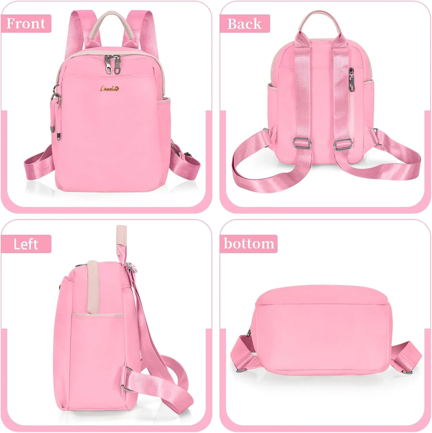 Mini Backpack, Small Lightweight Travel Backpack Purse, Waterproof Daily Backpack Purses, Pink