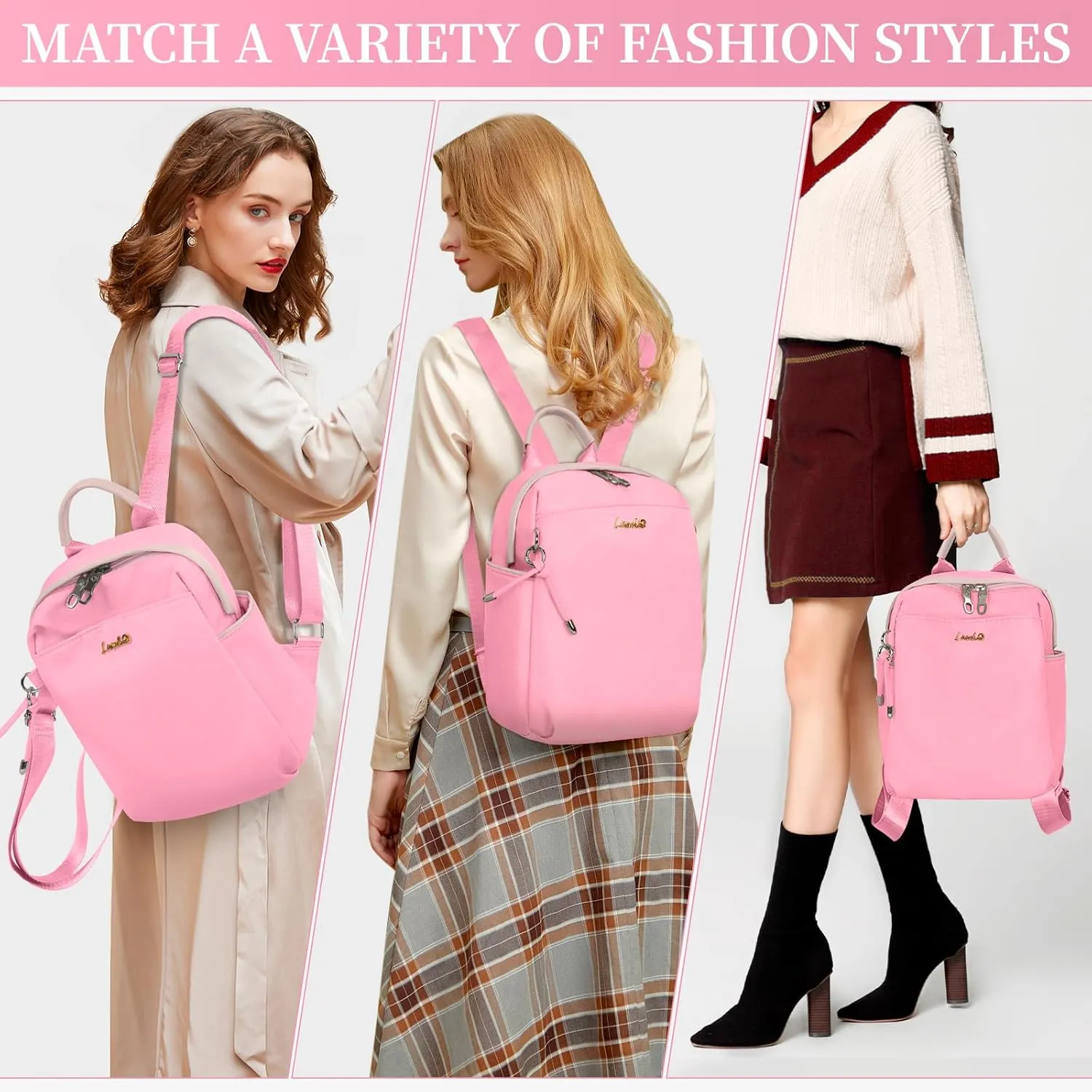 Mini Backpack, Small Lightweight Travel Backpack Purse, Waterproof Daily Backpack Purses, Pink