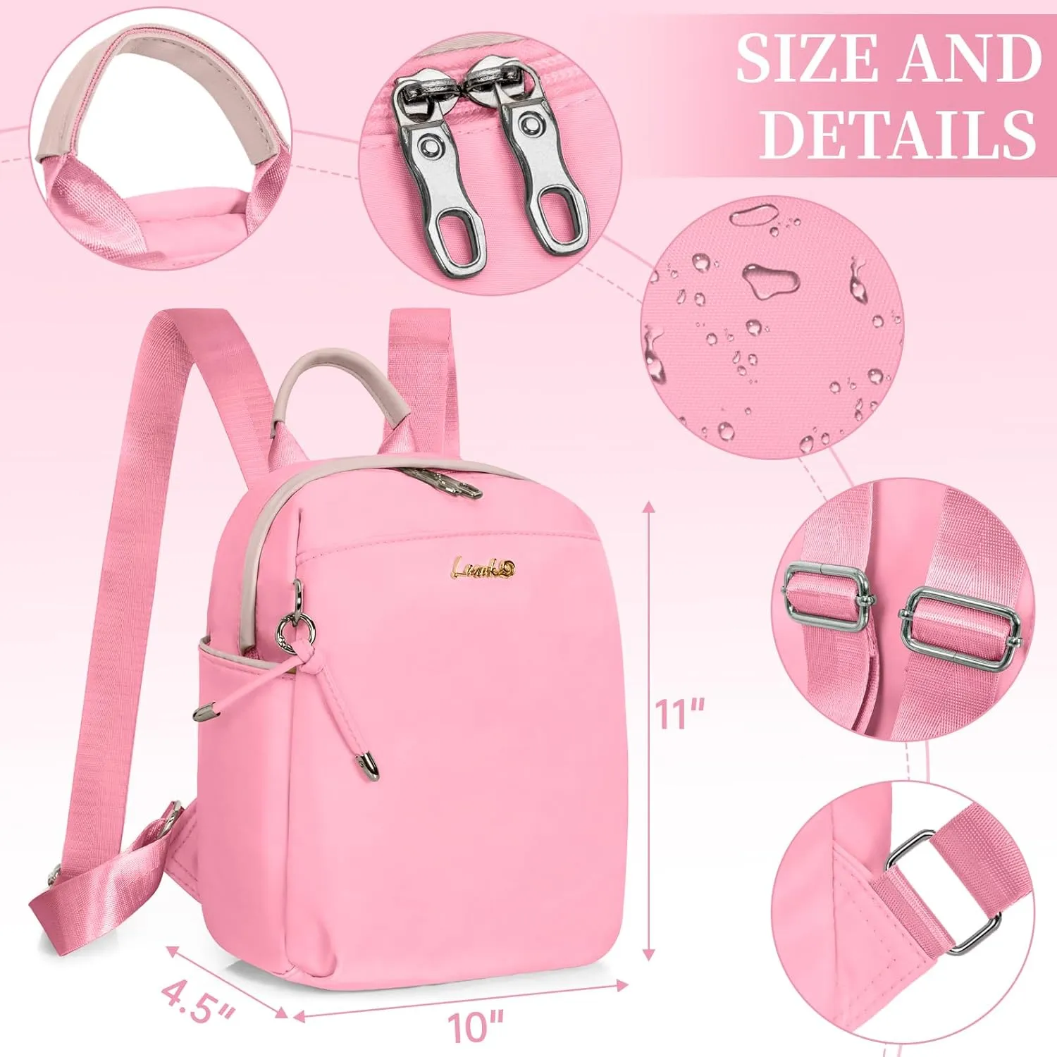 Mini Backpack, Small Lightweight Travel Backpack Purse, Waterproof Daily Backpack Purses, Pink