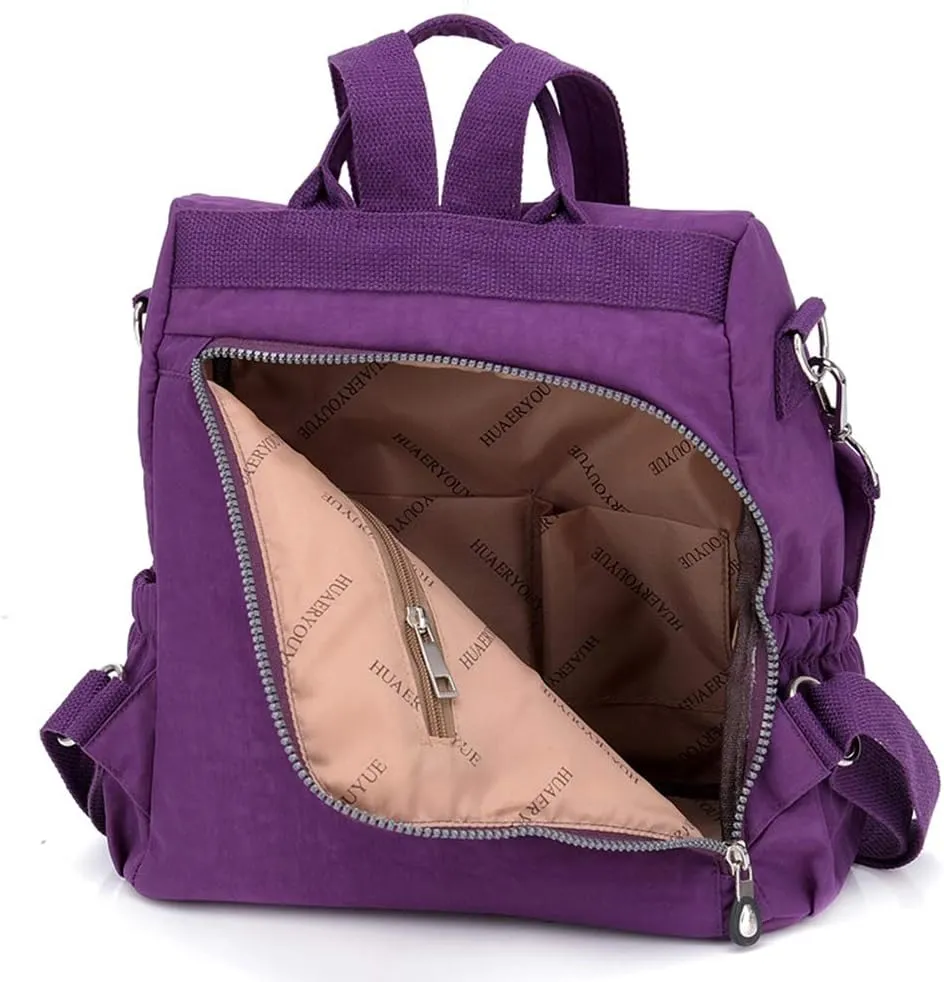 MINTEGRA Women Shoulder Backpack Multi-Pocket Nylon Purse Large Capacity Waterproof Casual Daypack