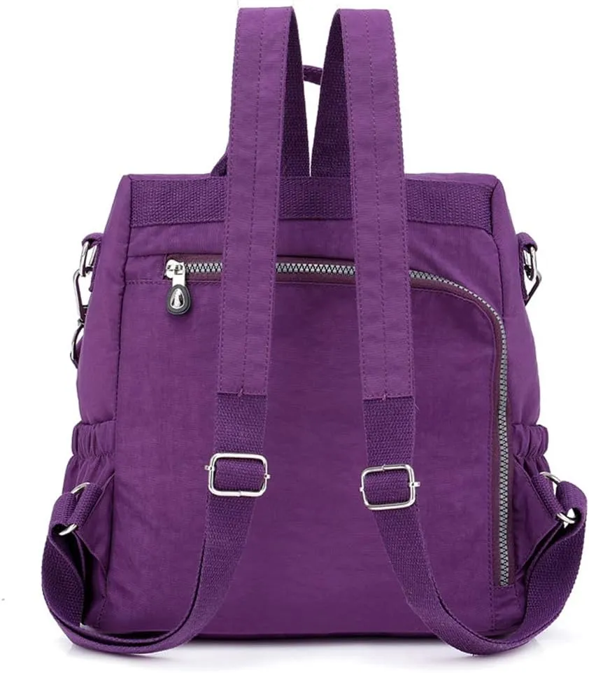 MINTEGRA Women Shoulder Backpack Multi-Pocket Nylon Purse Large Capacity Waterproof Casual Daypack