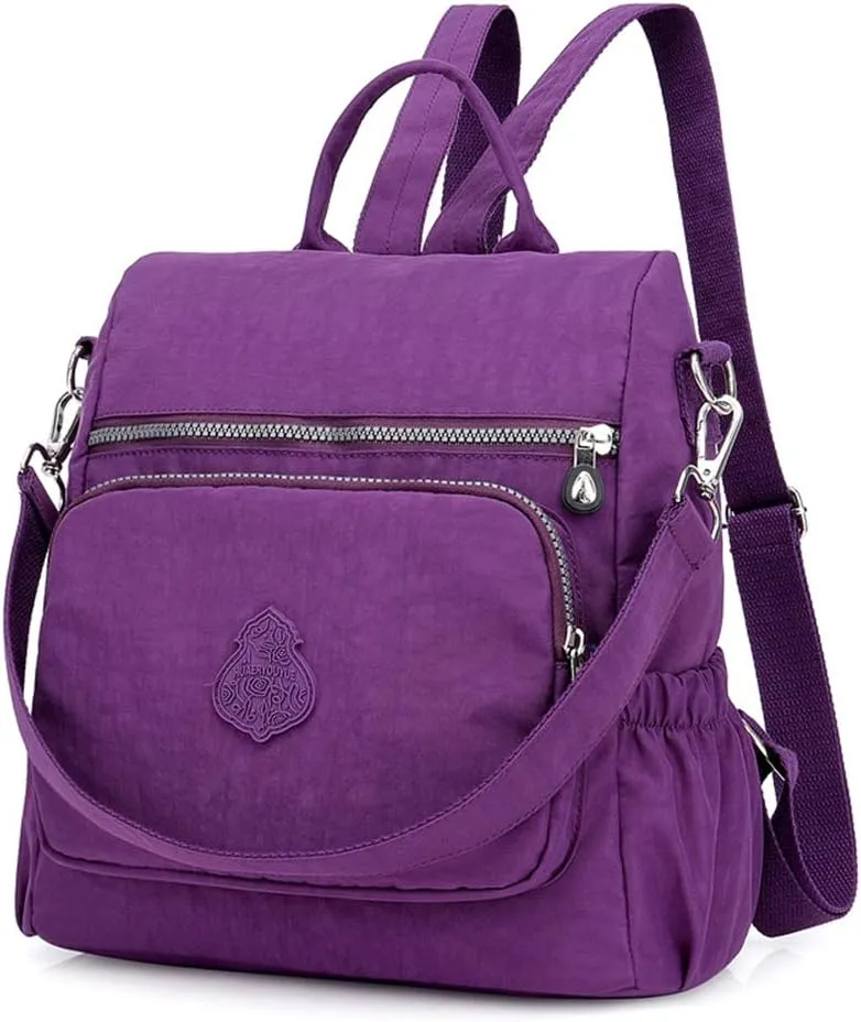 MINTEGRA Women Shoulder Backpack Multi-Pocket Nylon Purse Large Capacity Waterproof Casual Daypack