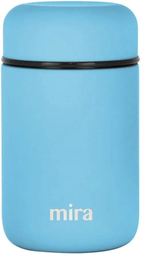 MIRA Insulated Food Jar Thermo for Hot Food & Soup, Compact Stainless Steel Vacuum Lunch Container for Meals To Go - 13.5 oz, Pearl Blue