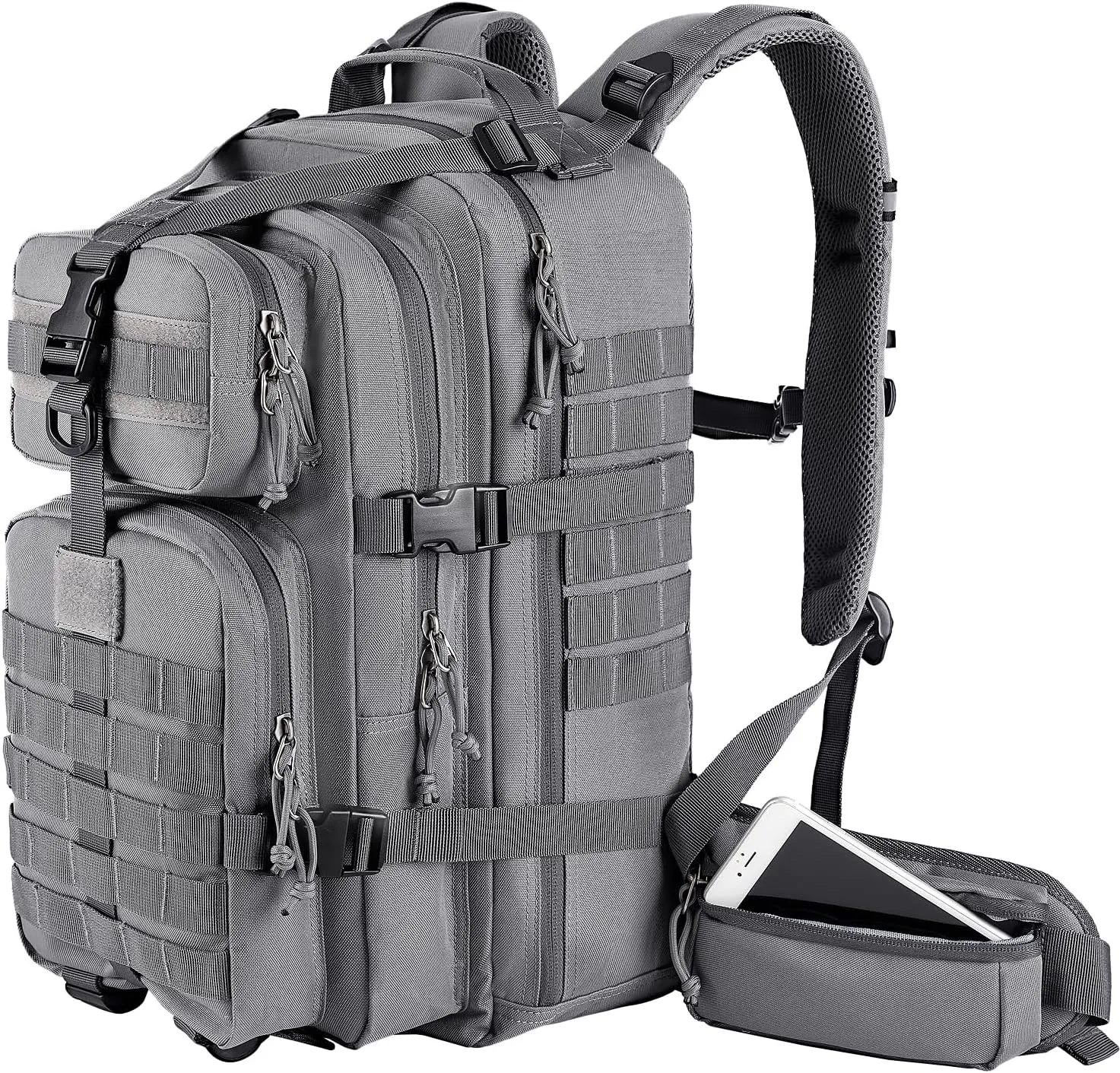 MIRACOL Go Bag Survival Backpack – Tactical Emergency Backpack with MOLLE System - Large 35L Military Gear for Disaster Wildfire Preparedness Grey
