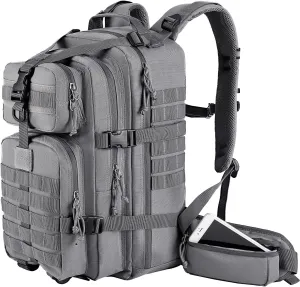 MIRACOL Go Bag Survival Backpack – Tactical Emergency Backpack with MOLLE System - Large 35L Military Gear for Disaster Wildfire Preparedness Grey