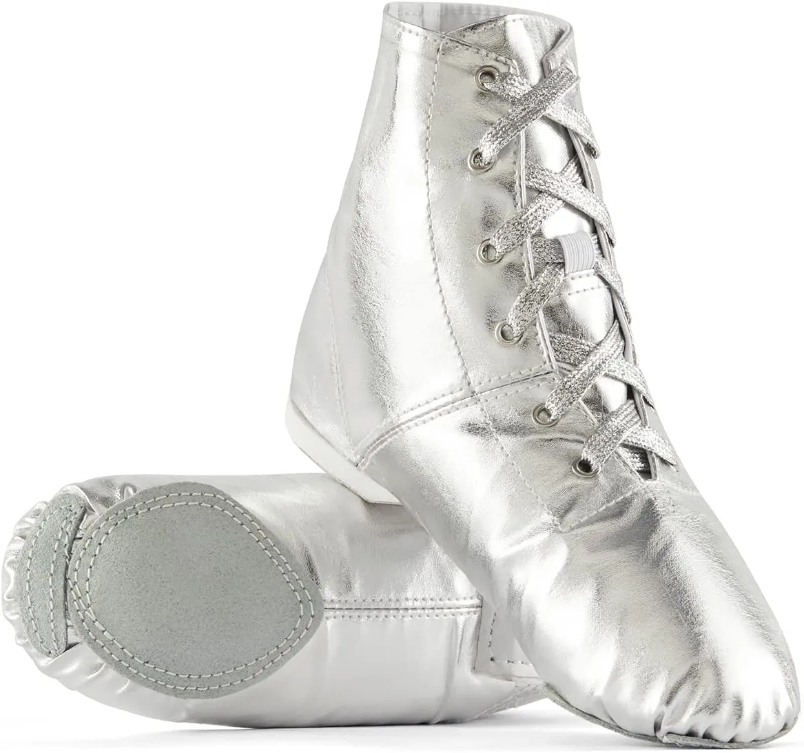 missfiona Jazz Shoes for Woman Canvas Dance Boots Split Sole Ballroom Dancing Flat