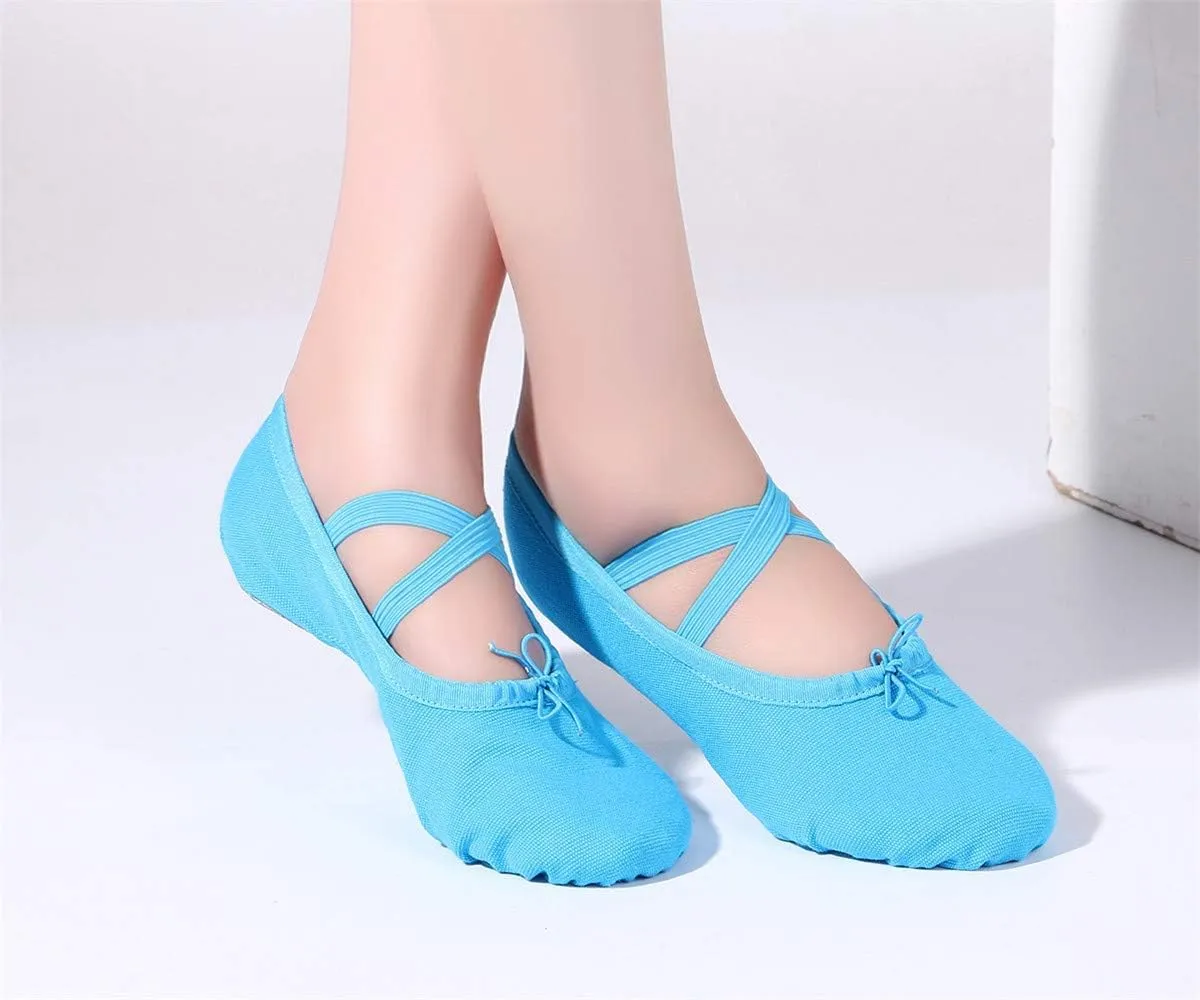 missfiona Women Canvas Ballet Slippers Dance Shoes Adult Practice Yoga Flat Belly Shoes