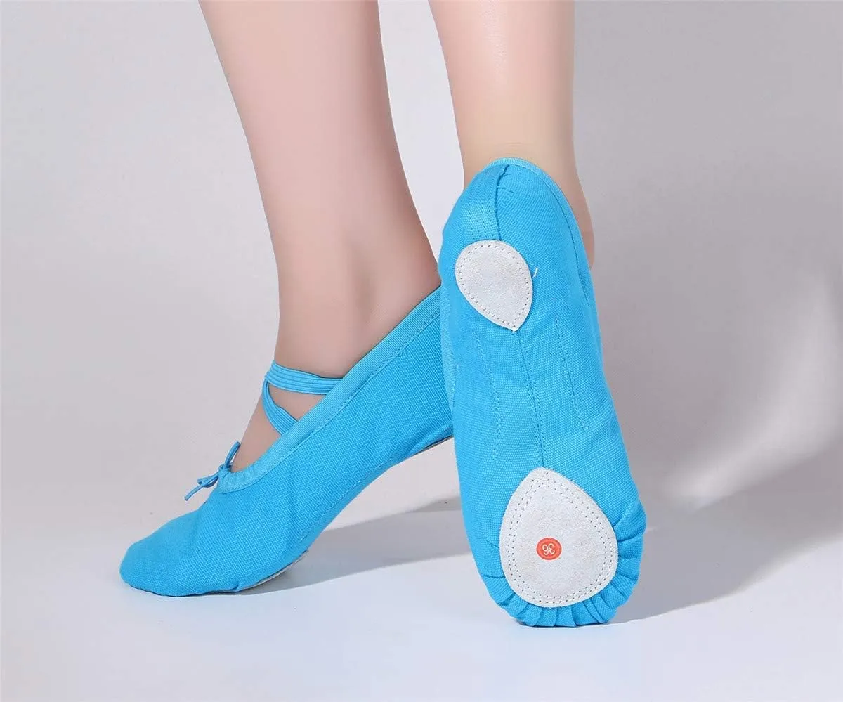 missfiona Women Canvas Ballet Slippers Dance Shoes Adult Practice Yoga Flat Belly Shoes