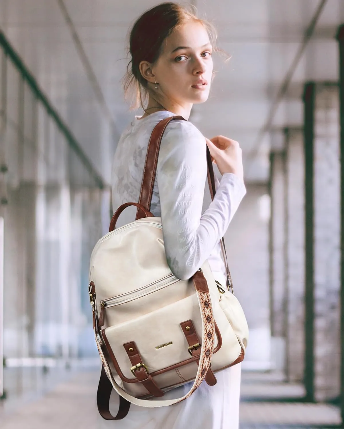 Missnine Backpack Purse for Women, PU Leather Travel Backpack, Designer Shoulder Bag, Ladies Convertible Satchel Bags