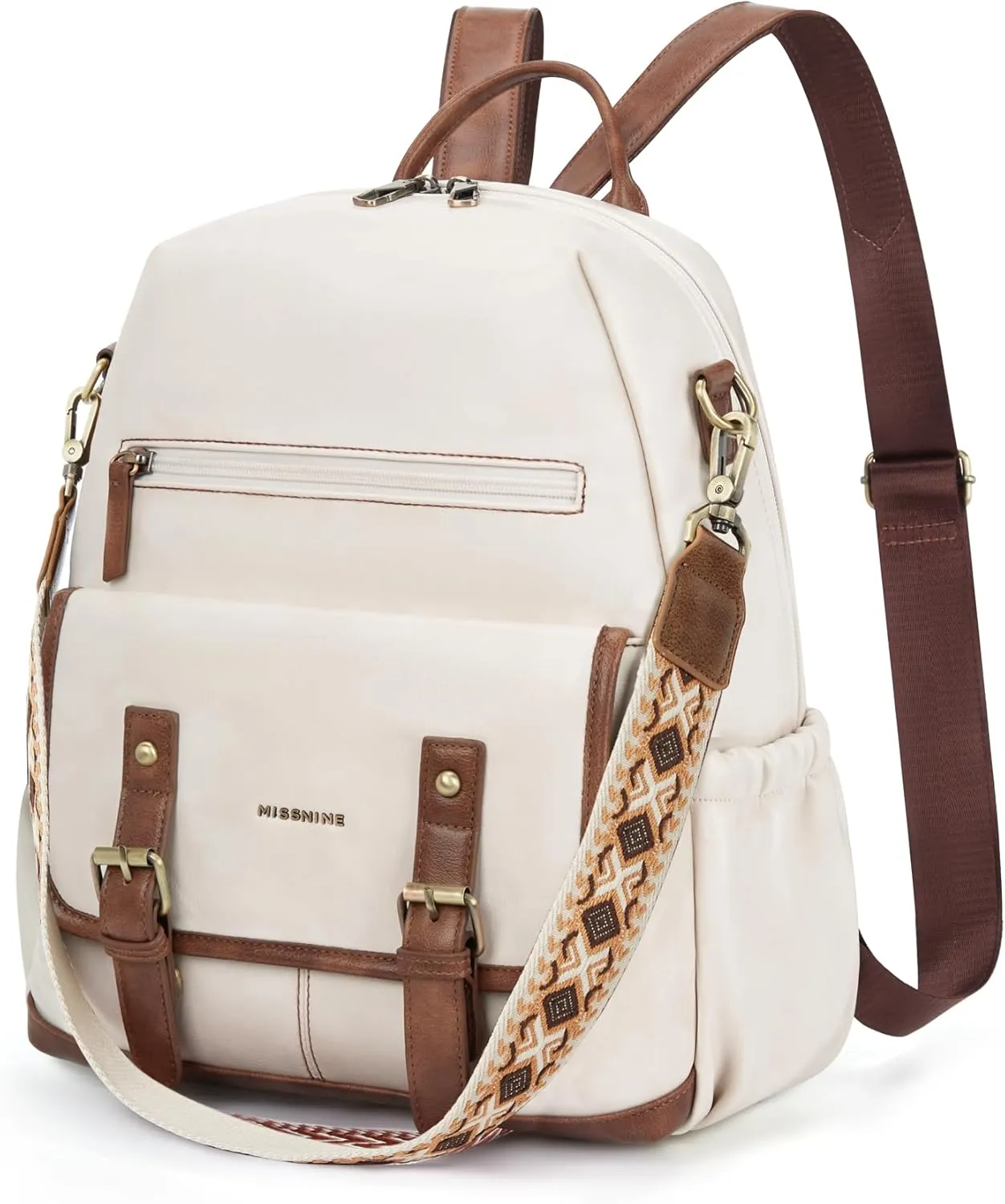 Missnine Backpack Purse for Women, PU Leather Travel Backpack, Designer Shoulder Bag, Ladies Convertible Satchel Bags