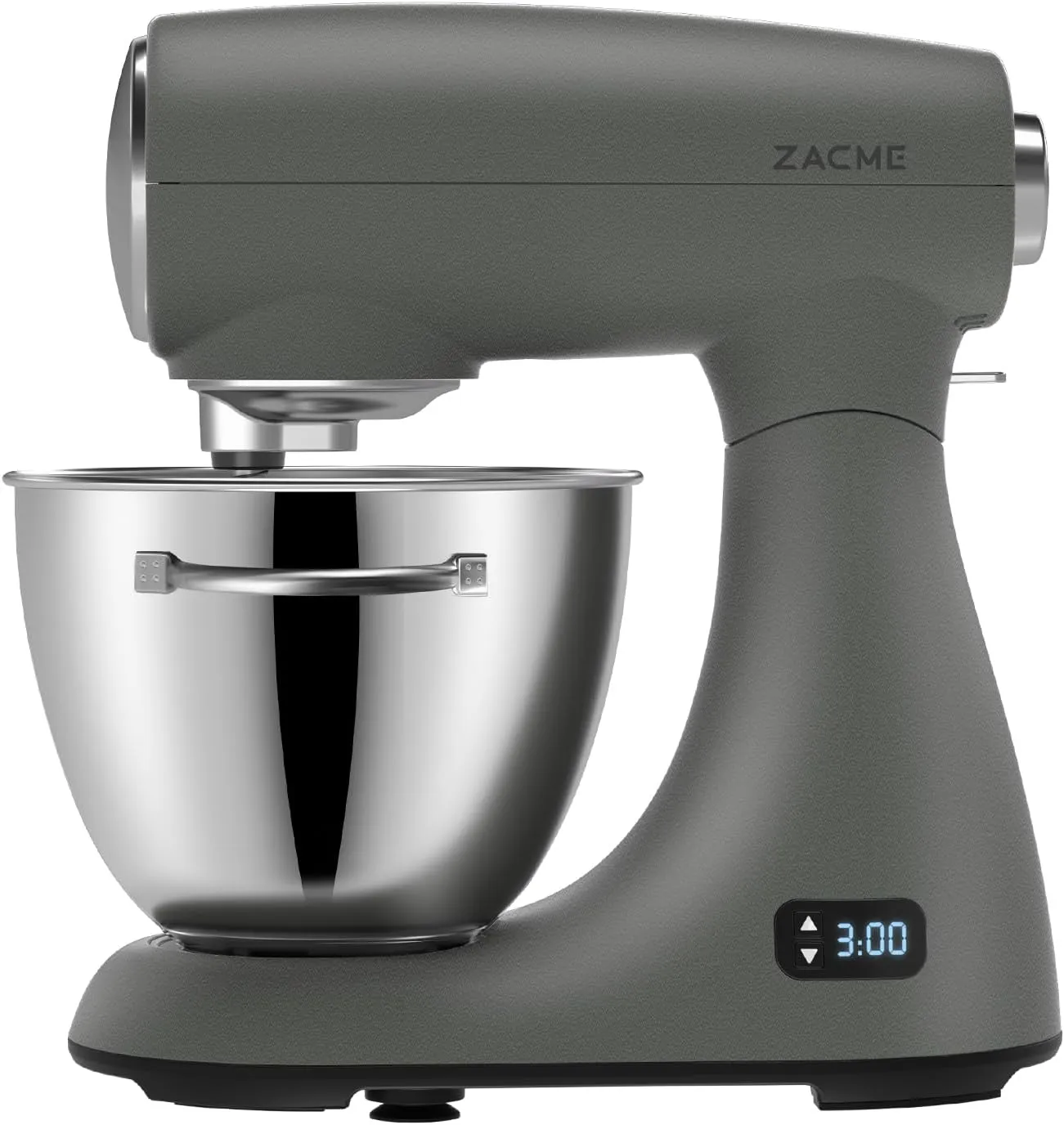 Mixers Kitchen Electric Stand Mixer 5.5QT 600W, Aluminum die casting and Gears, Dual Cooling System, Low Noise, DC Motor, LED Display and Timing Function, Tilt-head Metal Food Mixer, Grey