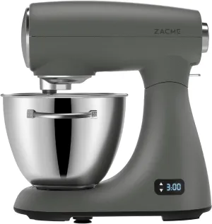 Mixers Kitchen Electric Stand Mixer 5.5QT 600W, Aluminum die casting and Gears, Dual Cooling System, Low Noise, DC Motor, LED Display and Timing Function, Tilt-head Metal Food Mixer, Grey