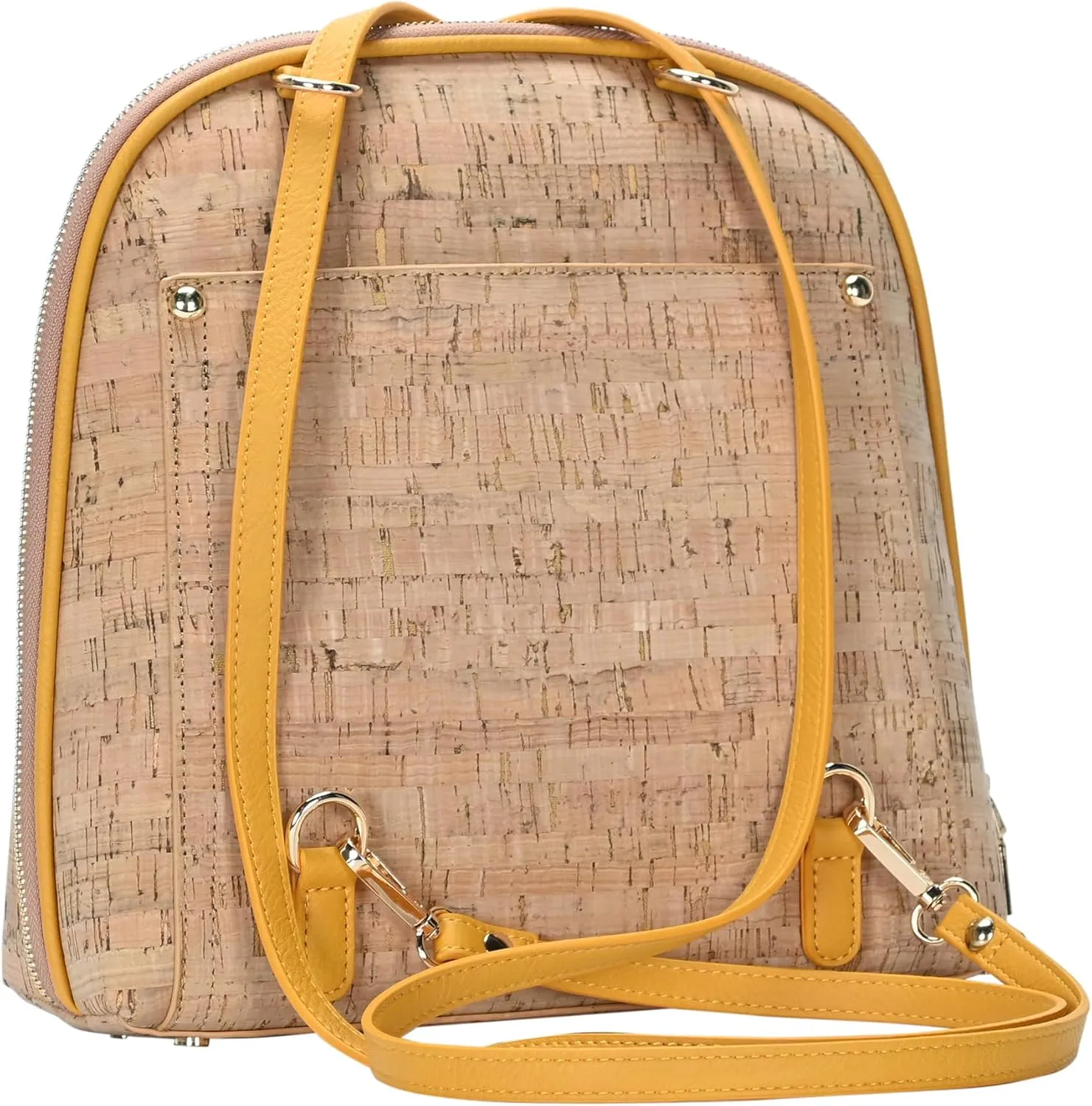Miztique The Daisy Cork Convertible Backpack Purse for Women (Mustard) | Cork Shoulder Strap Bag or Convertible Backpack | 10.5in x 4in x 11.5in |