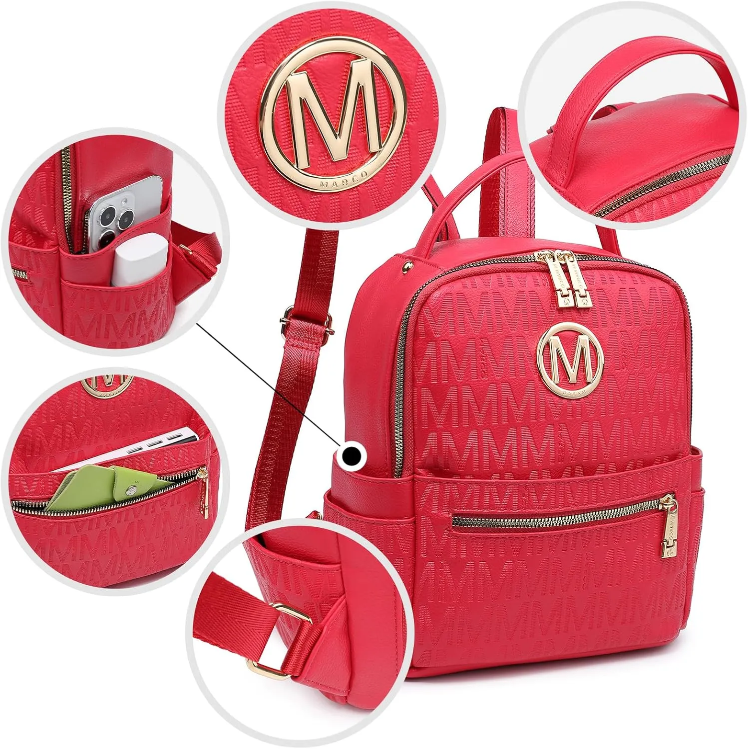 MKP Small Backpack Purse for Ladies Women Fashion Multi Pockets Daypacks with Front Zip Pocket