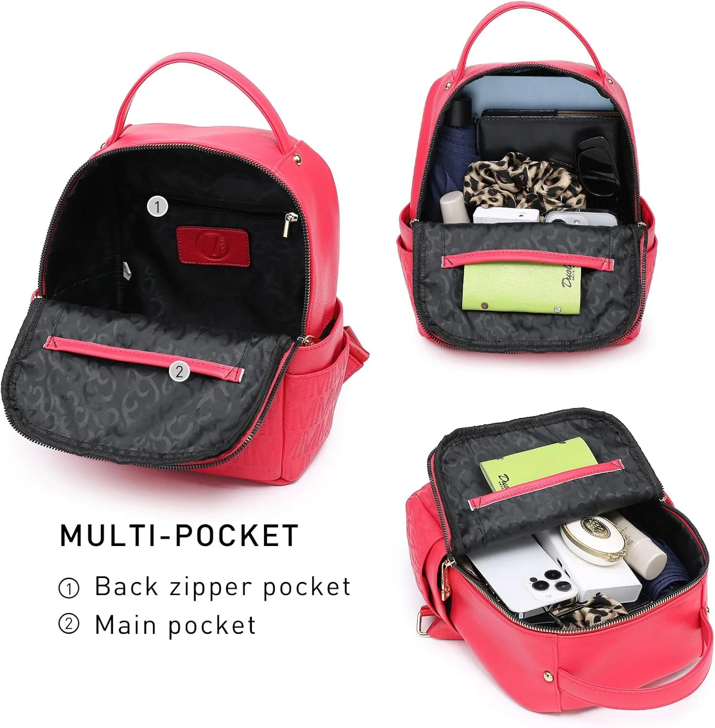 MKP Small Backpack Purse for Ladies Women Fashion Multi Pockets Daypacks with Front Zip Pocket