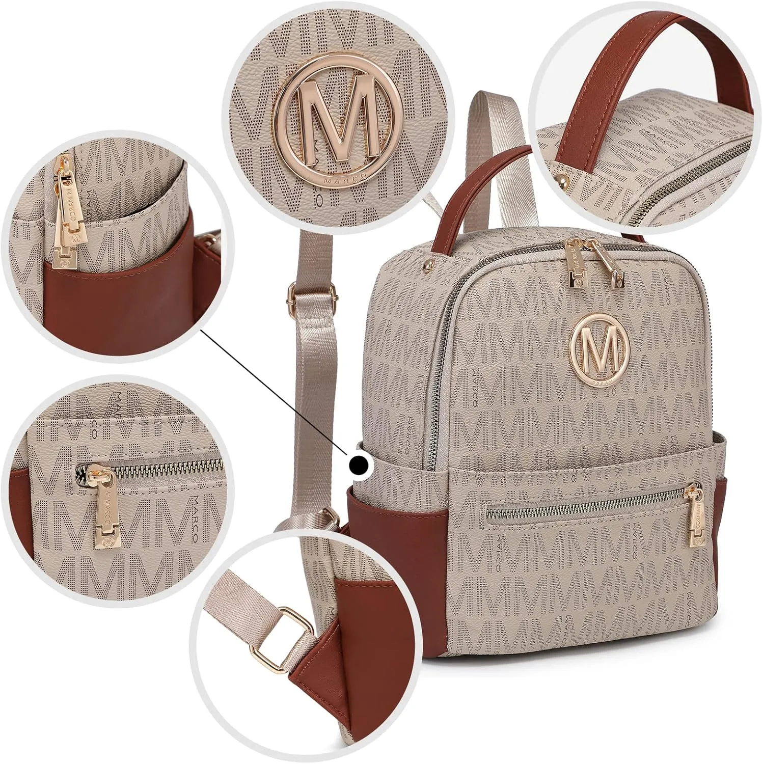 MKP Small Backpack Purse for Ladies Women Fashion Multi Pockets Daypacks with Front Zip Pocket