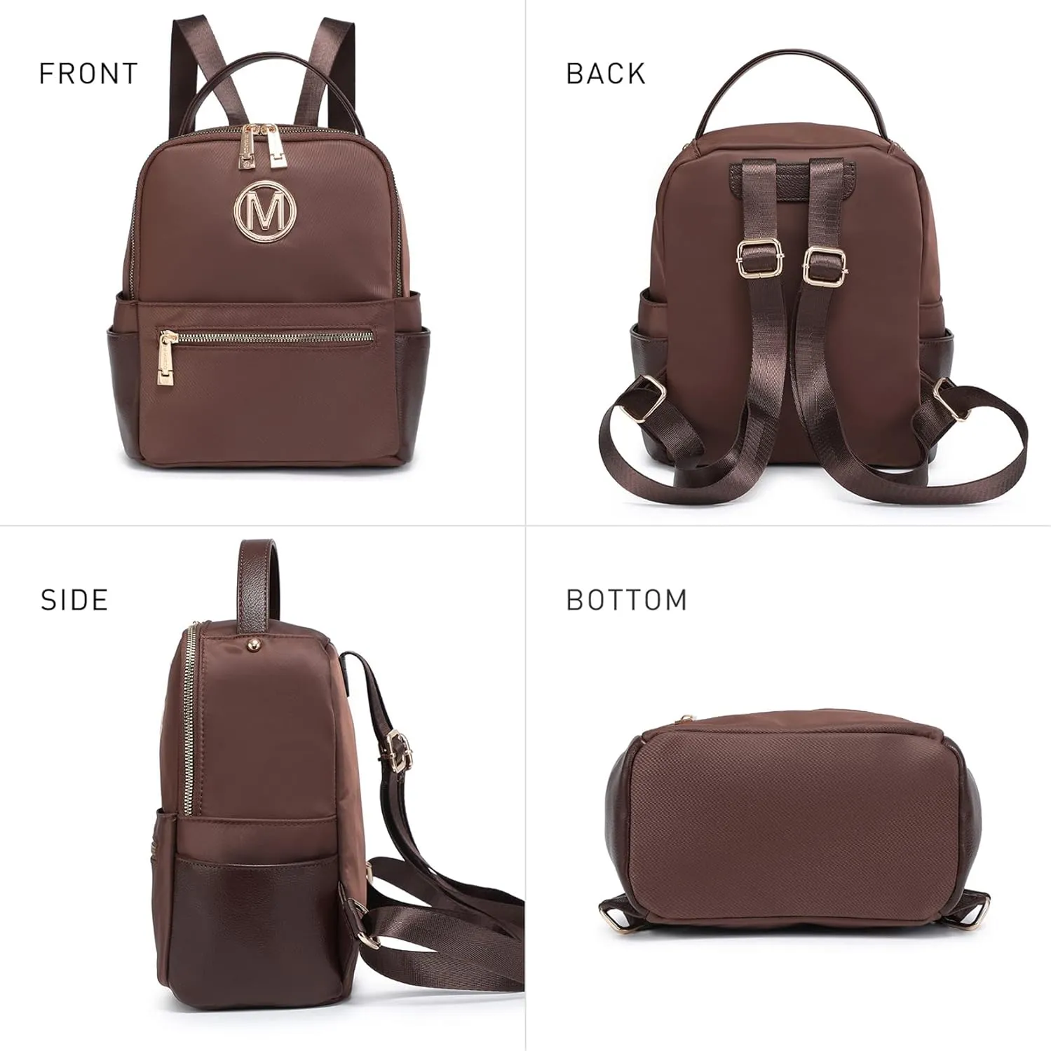 MKP Small Backpack Purse for Ladies Women Fashion Multi Pockets Daypacks with Front Zip Pocket