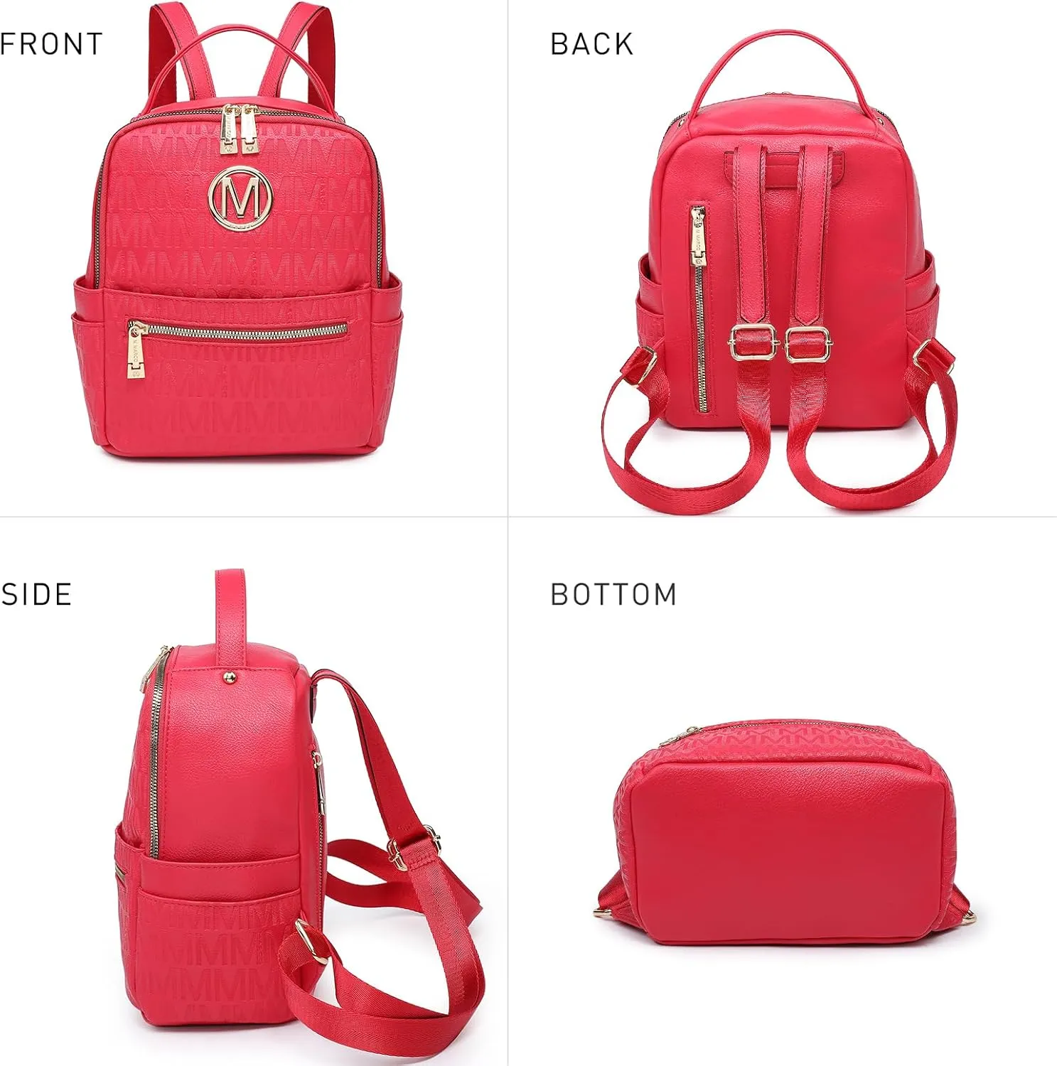 MKP Small Backpack Purse for Ladies Women Fashion Multi Pockets Daypacks with Front Zip Pocket