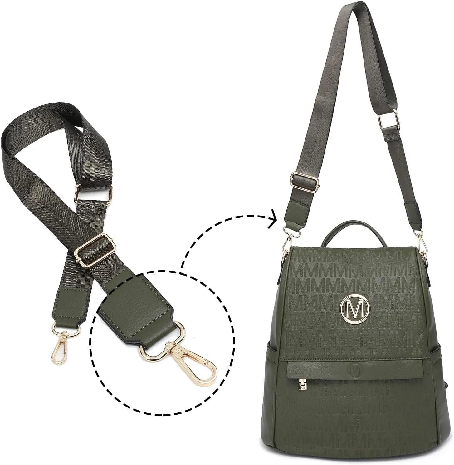 MKP Women Fashion Backpack Purse Multi Pockets Signature Anti-Theft Rucksack Travel Ladies Shoulder Bag Handbag 2Pcs