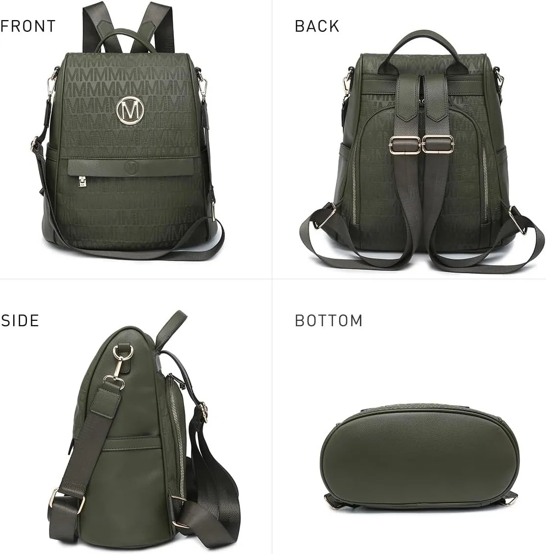 MKP Women Fashion Backpack Purse Multi Pockets Signature Anti-Theft Rucksack Travel Ladies Shoulder Bag Handbag 2Pcs