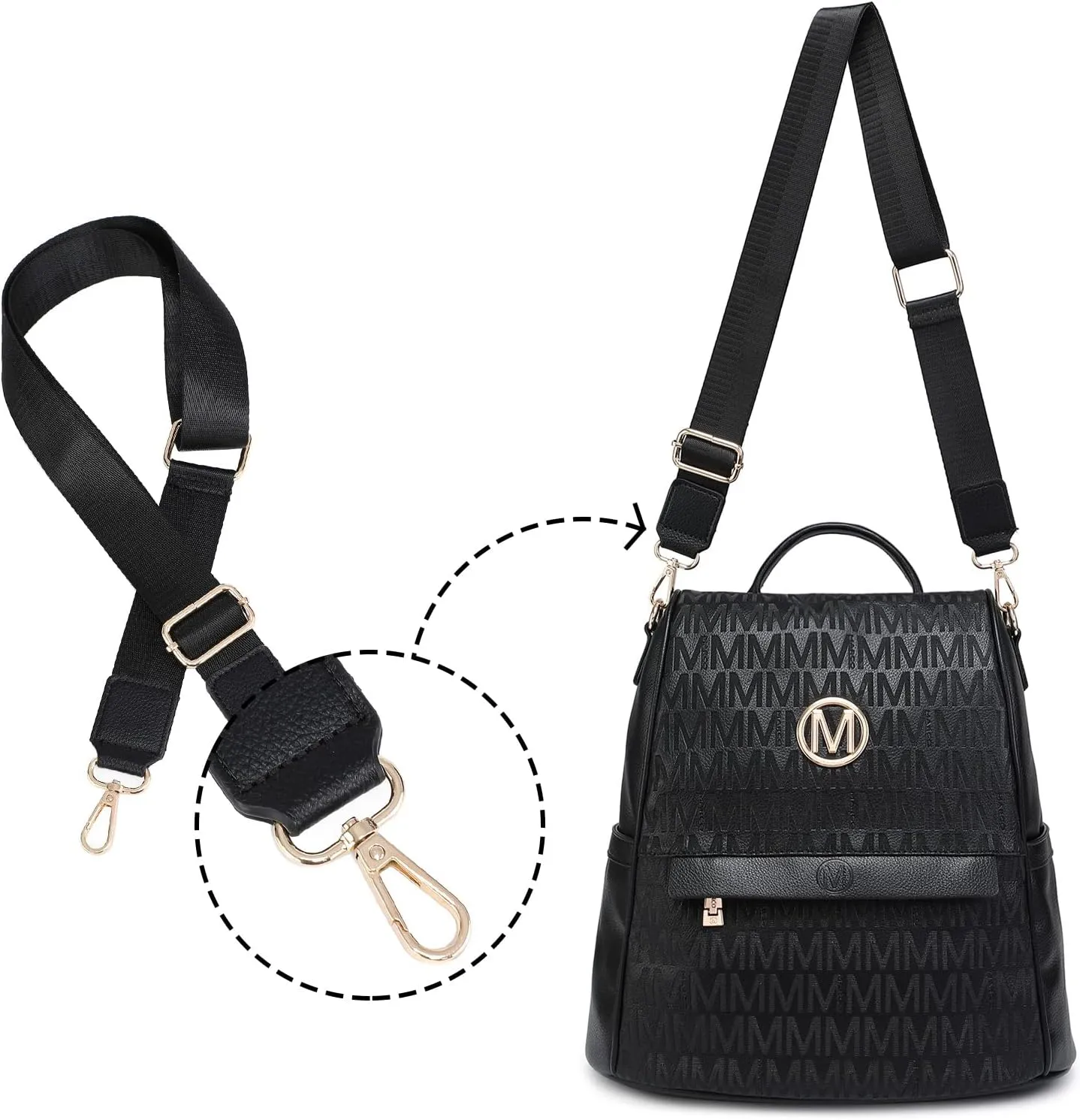 MKP Women Fashion Backpack Purse Multi Pockets Signature Anti-Theft Rucksack Travel Ladies Shoulder Bag Handbag 2Pcs