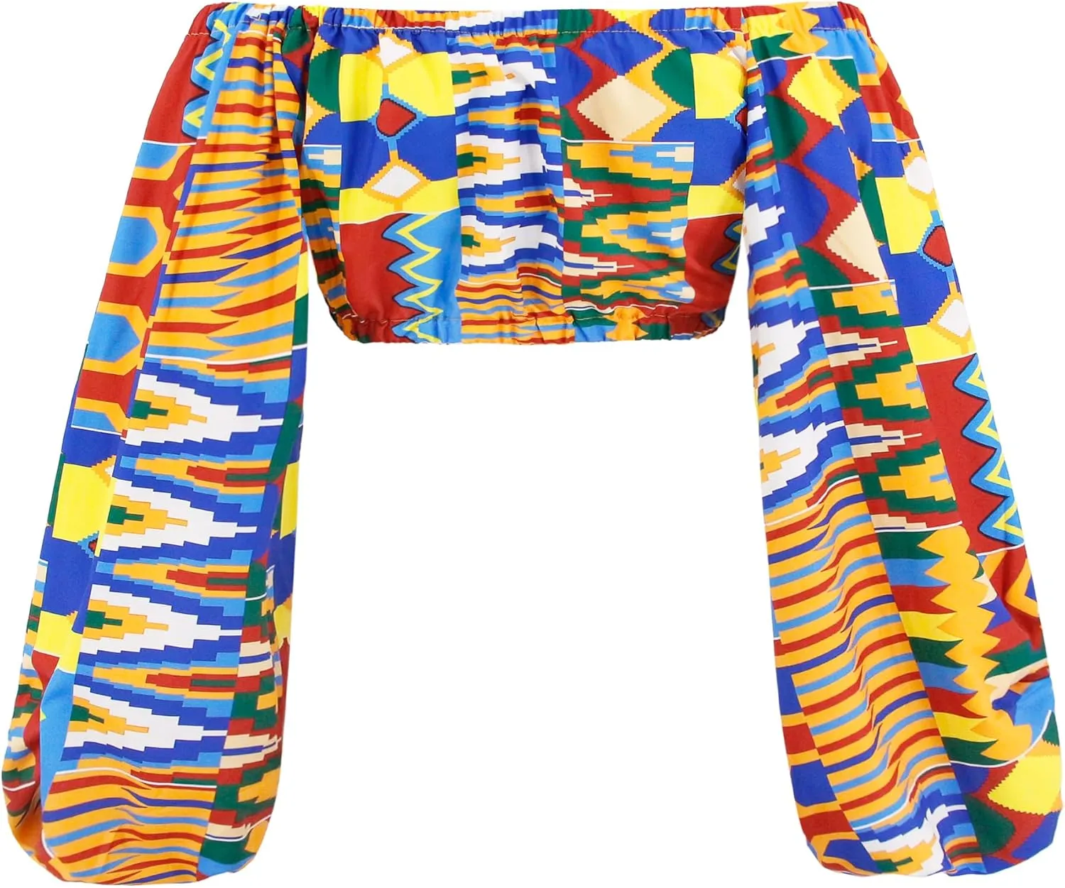Mocure Women African Off Shoulder Crop Top Bohemia Printing Tube Blouse for Party Rave Festival