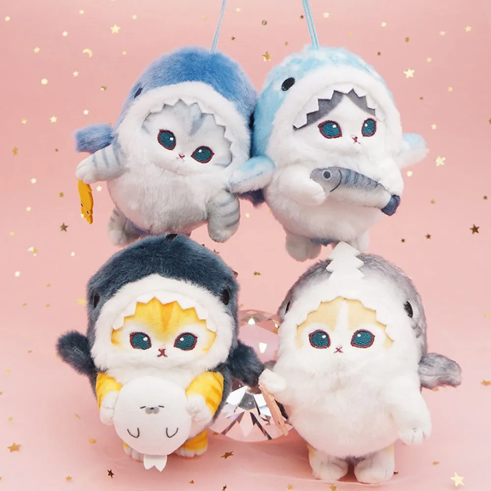 Mofusand Shark Meow Clip-On 5" Plush Mascot :Cream Cat