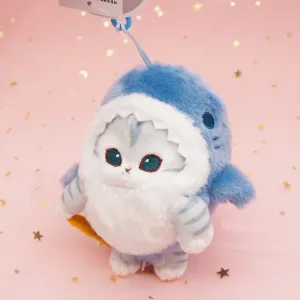 Mofusand Shark Meow Clip-On 5" Plush Mascot :Gray Cat