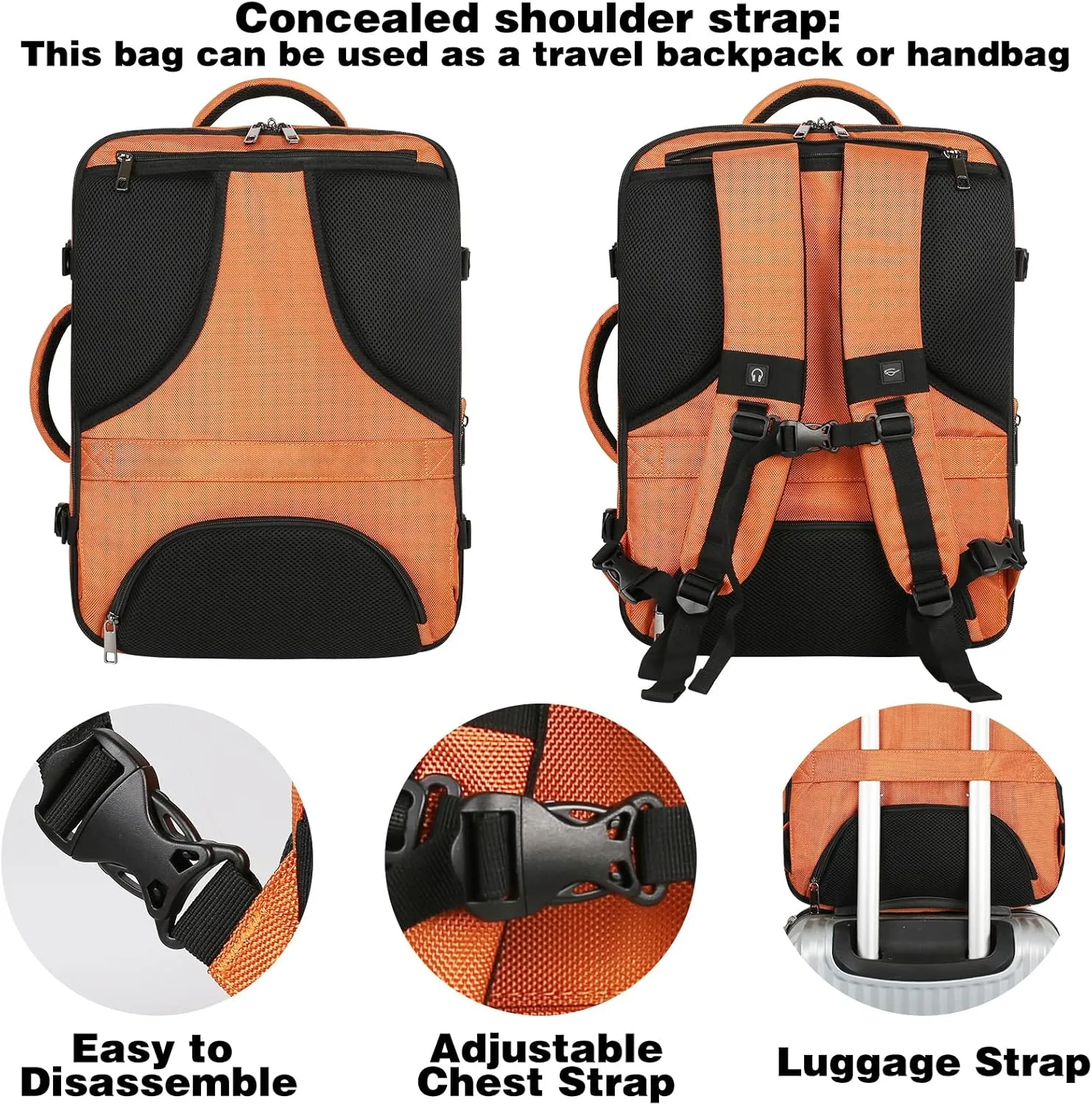 Mogplof Flight Approved Carry on Travel Backpack for Women Men, 40L Extra Large Capacity Airline Approved Expandable Weekender Luggage Suitcase Fit for 17 17.3 Inch Laptop