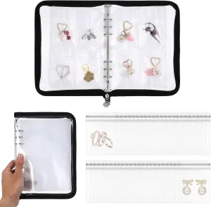 Molain Jewelry Storage Book Ring Binder, Travel Jewelry Organizer Case Jewelry Bags with Small Clear Pouch, Transparent Jewelry Storage Book for Traveling Earrings Rings Necklace Bracelet(80 Pouch)