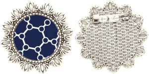 Molecular Binding Combination Structure Silver Flower Brooch Hook Pin Breastpin