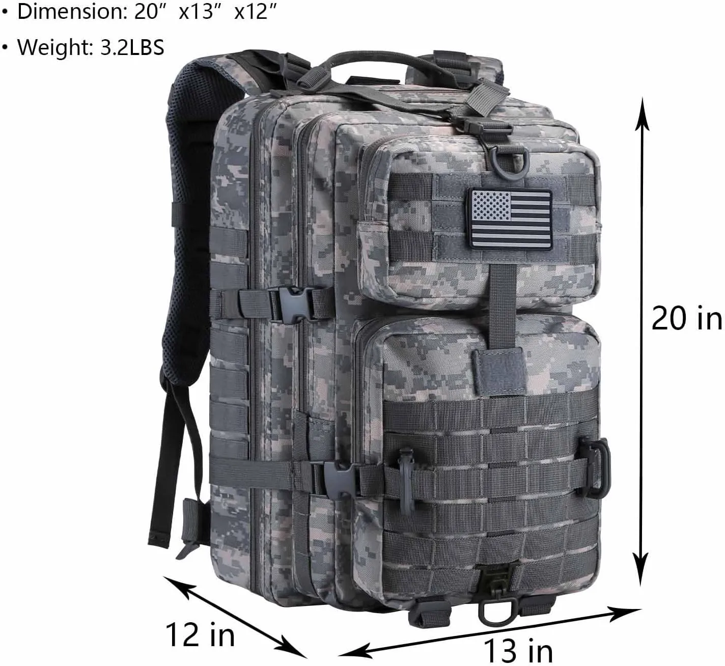 MOLLE Assault Pack, Tactical Backpack Military Army Camping Rucksack, 3-Day Pack