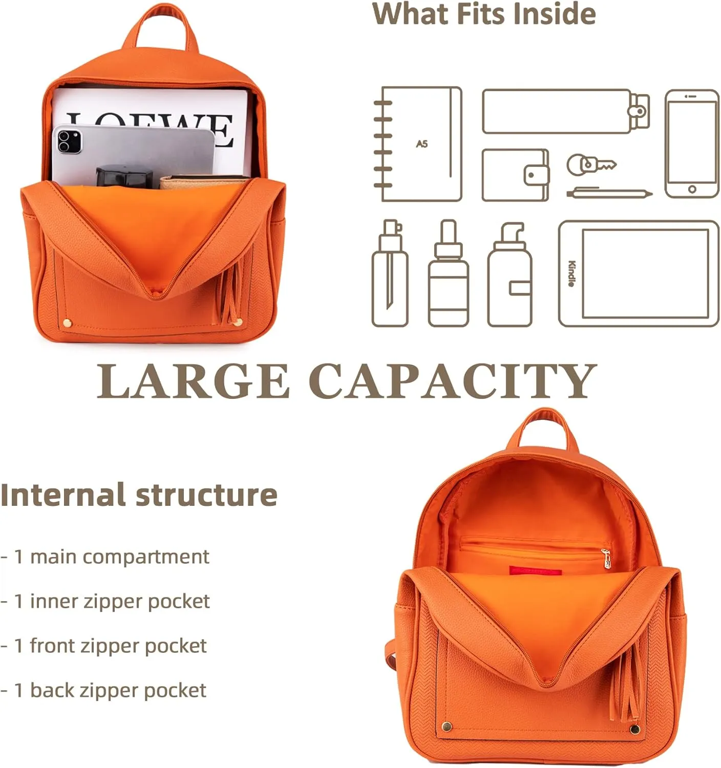 Montana West Medium Backpack Purse for Women Anti Theft Backpack with Secured Zipper & Tassel