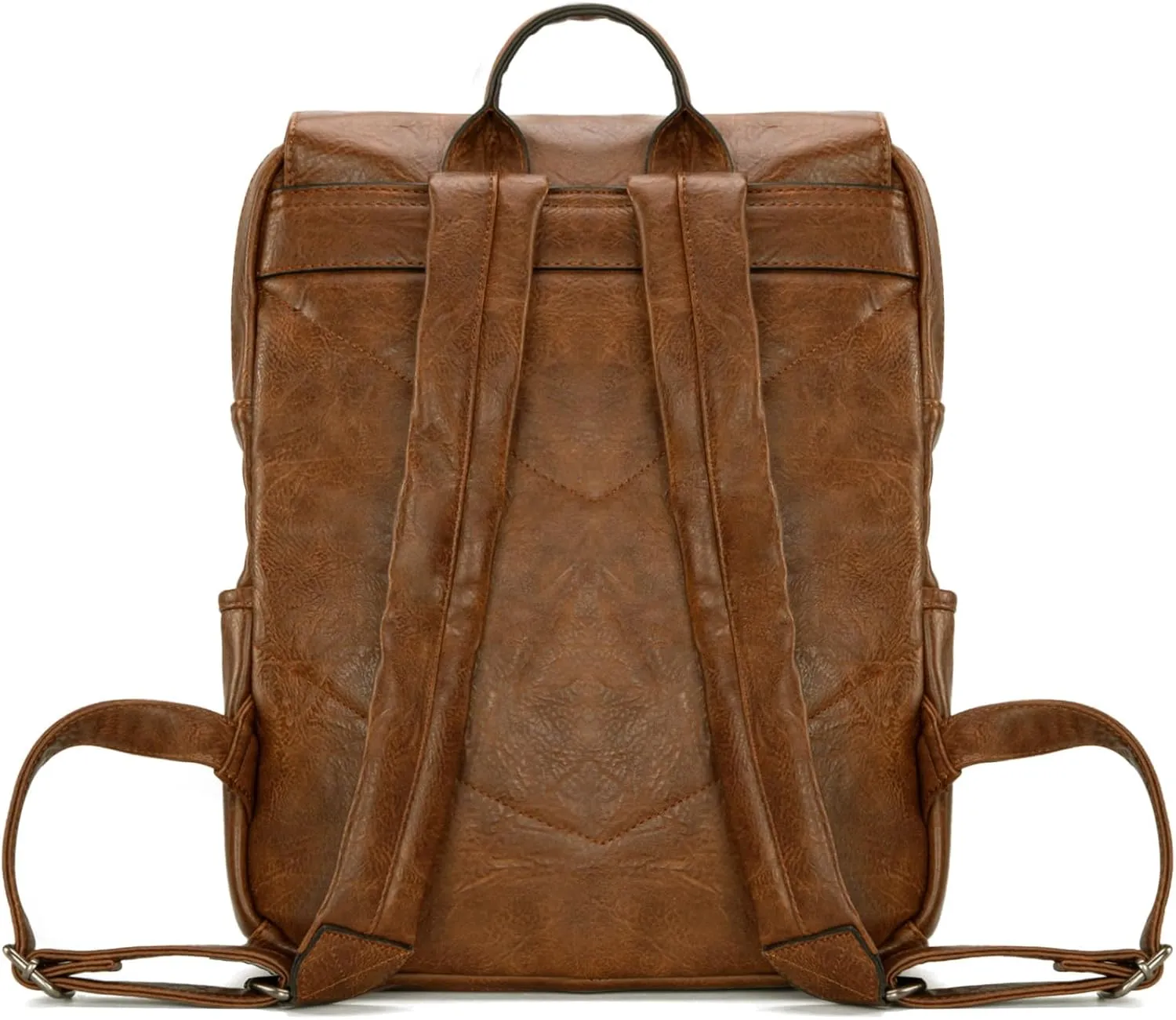 Montana West × Wrangler Brown Leather Laptop Backpack Purse Women and Men Unisex Fashion Backpack