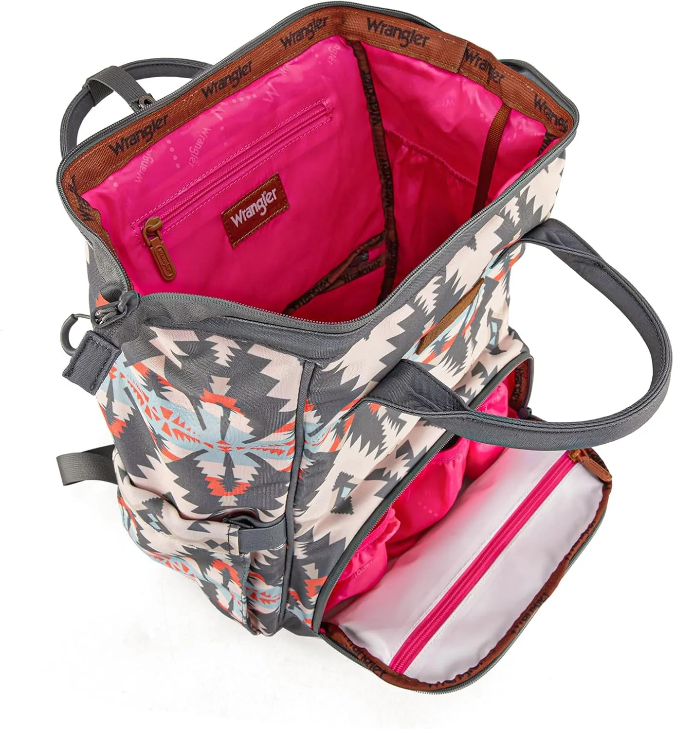 Montana West Wrangler Callie Diaper Bag Backpack with Stroller Straps Southwestern Multifunction Baby Travel Bag WG2210-9110GY
